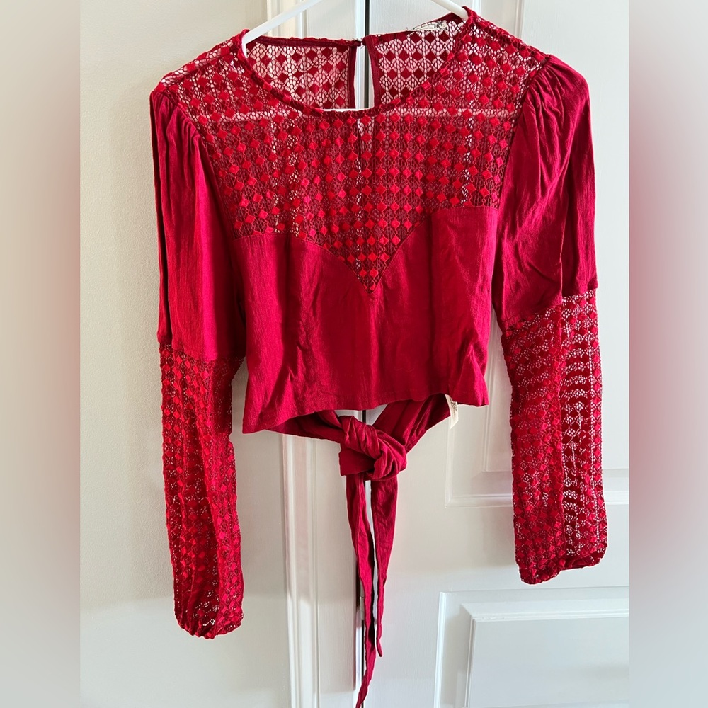 Free People Sexy Red Tie-Back Crop- Gently Worn Small (Valentine’s Day)